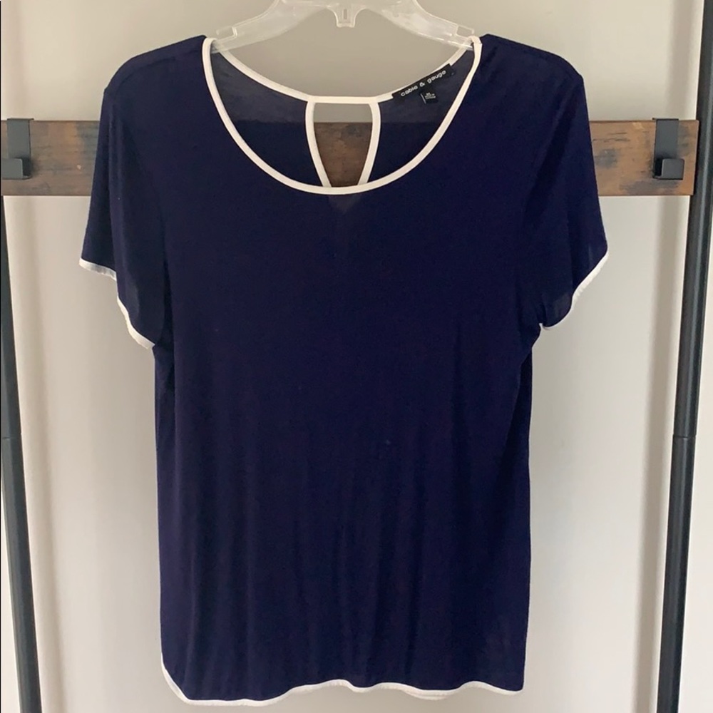 Navy Shirt w/ Keyhole Back